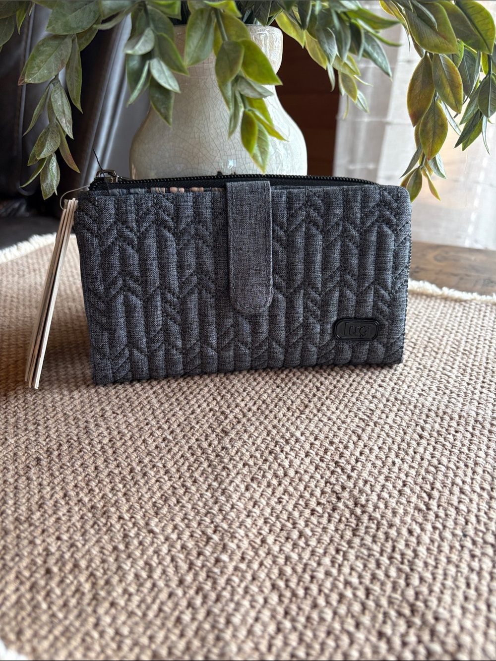 lug Quilted Charcoal Gray Zip Pouch